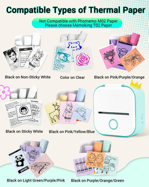Print Pods Mini Printer and Storage Case - T02 Sticker Printer Portable Thermal Inkless Sticker Maker Machine
